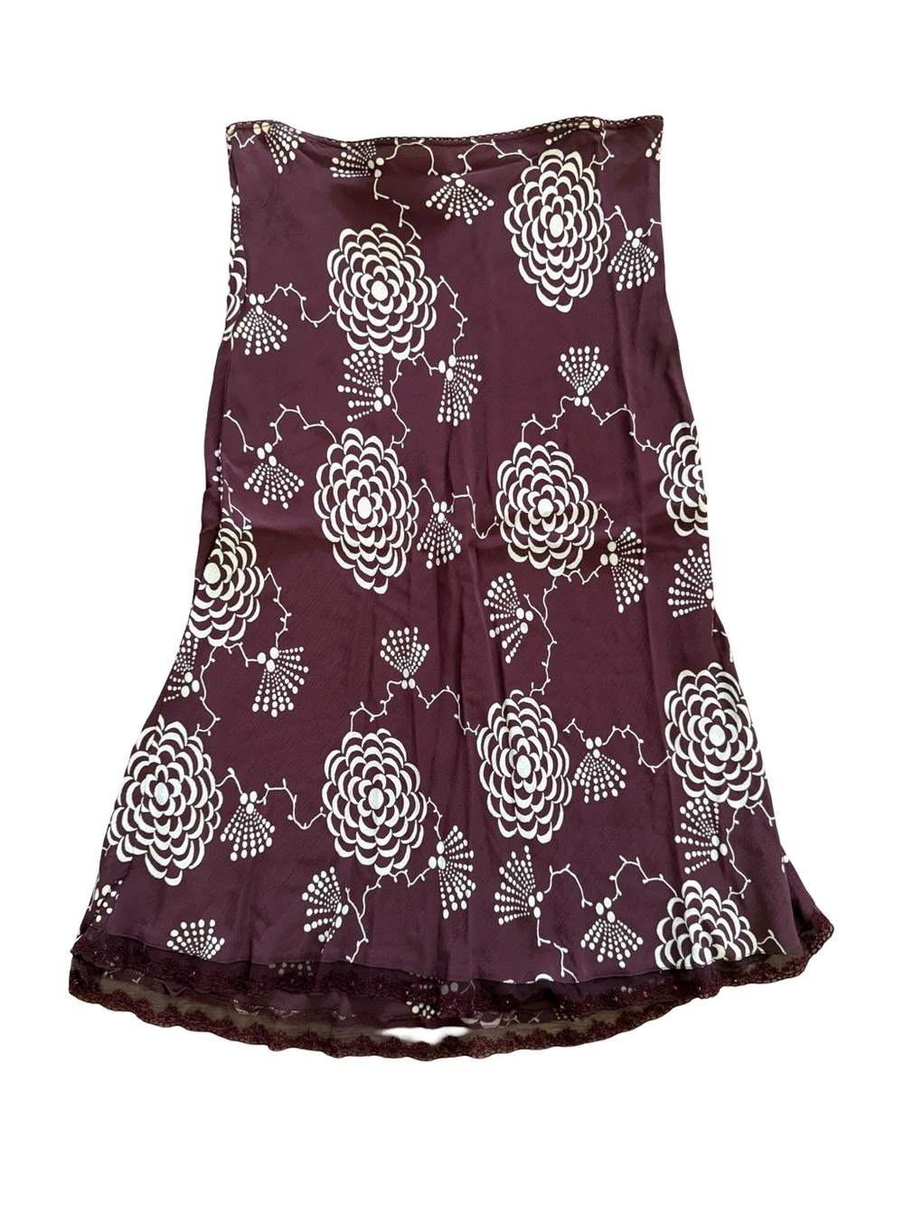 Angie Brown Floral Strapless Tube Mini Dress Boho Lace Hem Size Small